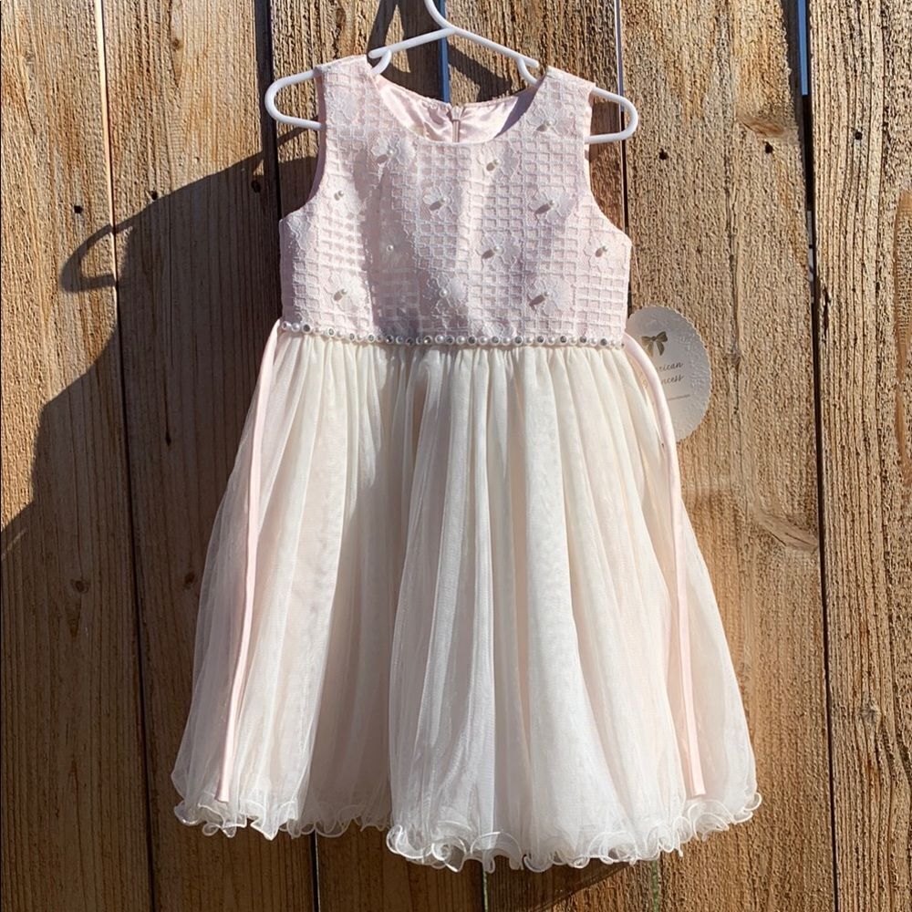 Take 50% OFF- America Princess Ivory Blush Sleeveless Dress, Size-4T